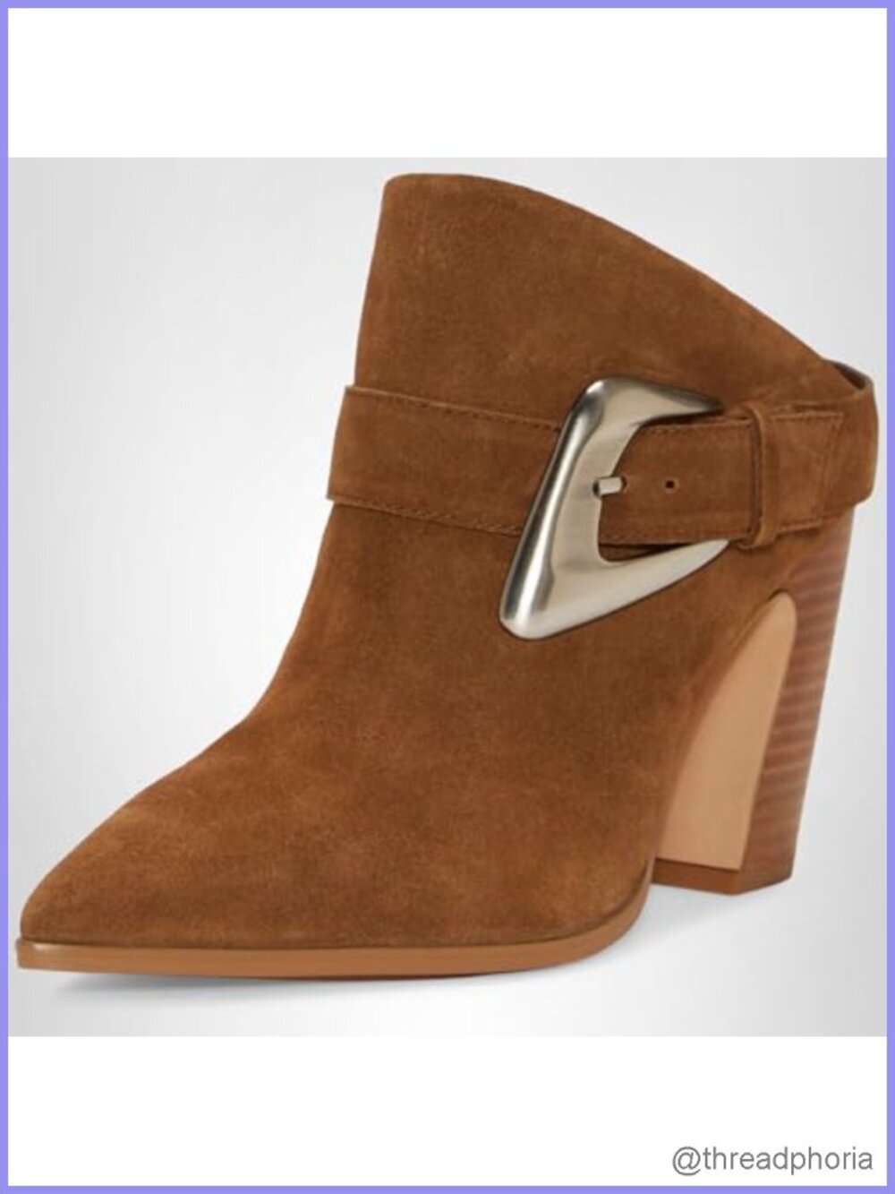 Vince Camuto Baily Pointed Toe Mule Block Heel Suede Slip-On